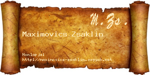 Maximovics Zsaklin névjegykártya